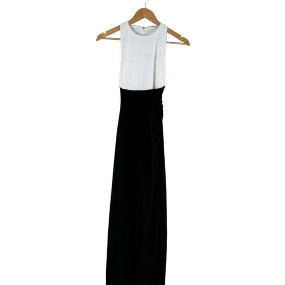 Lauren Ralph Lauren Sequin Bodice Cutout Back Formal Gown Black White, Size 0P - Picture 2 of 11